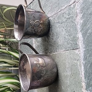 Vintage Silver Plated Children's Cup. Embossed With Duck And One With Teddy Bear